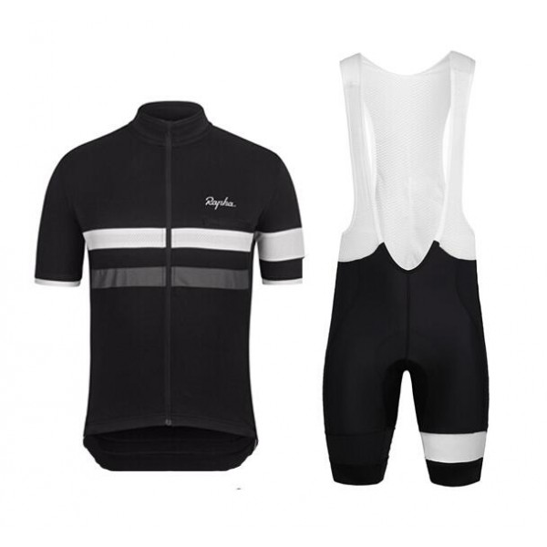 2015 Rapha Schwarz Fahrradbekleidung Satz Fahrradtrikot Kurzarm Trikot und Kurz Trägerhose Radtrikot De
