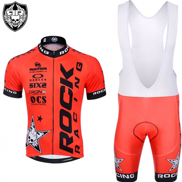2015 Rock Racing rot Fahrradbekleidung Satz Fahrradtrikot Kurzarm Trikot und Kurz Trägerhose Radtrikot De