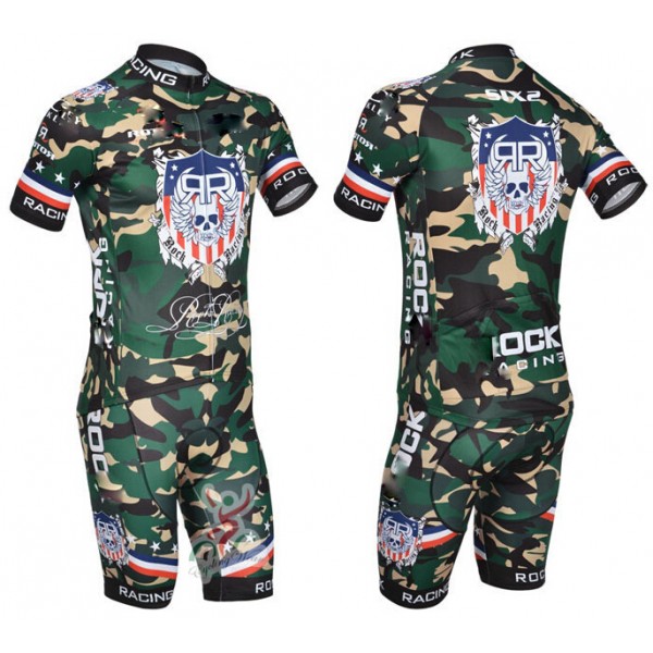2015 Rock Racing Radbekleidung Radtrikot Kurzarm und Fahrradhosen Kurz Camouflage Radtrikot De