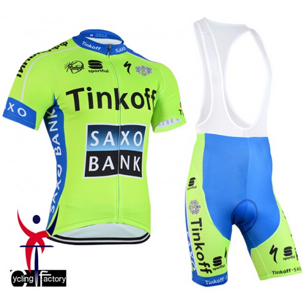 2015 Saxo Bank Tinkoff Fahrradbekleidung Satz Fahrradtrikot Kurzarm Trikot und Kurz Trägerhose Fluorescence Radtrikot De