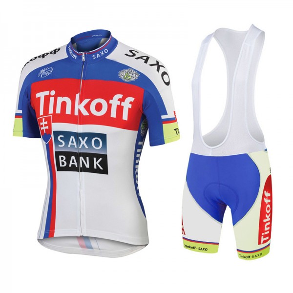 2015 Saxo bank Tionkff Fahrradbekleidung Satz Fahrradtrikot Kurzarm Trikot und Kurz Trägerhose Blau Radtrikot De