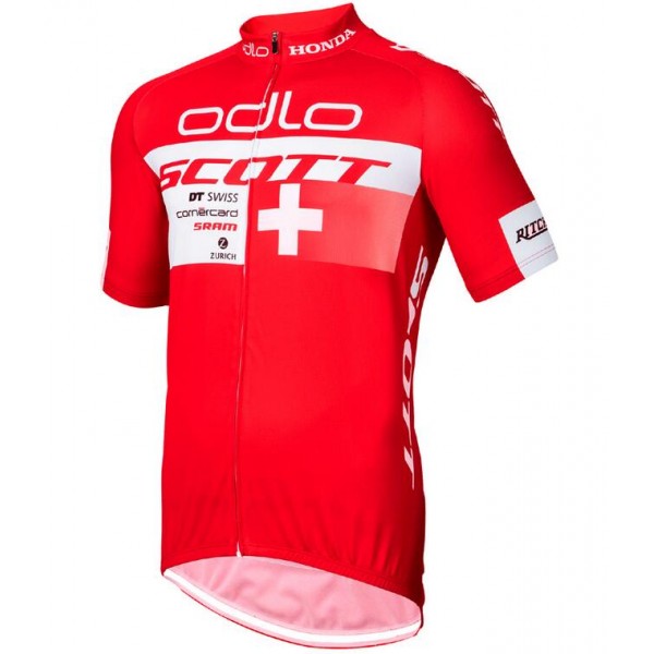 2015 Odlo Scott Swiss Rote Radtrikot Kurzarm Radtrikot De