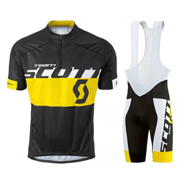 2015 Proteam Scott Schwarz-Gelb Fahrradbekleidung Satz Fahrradtrikot Kurzarm Trikot und Kurz Trägerhose Radtrikot De 2015 Proteam Scott Schwarz-Gelb Fahrradbekleidung Satz Fahrradtrikot Kurzarm Trikot und Kurz Trägerhose Radtrikot De
