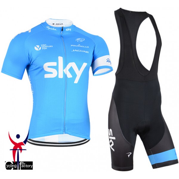 2015 Sky Radtrikot Kurzarm Blau und Kurz Trägerhose Radtrikot De