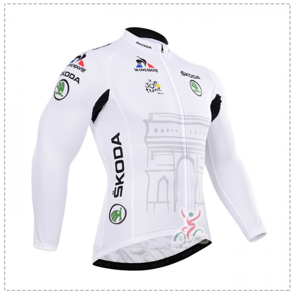 2015 Tour de France Fahrradtrikot Langarm Blanc Radtrikot De