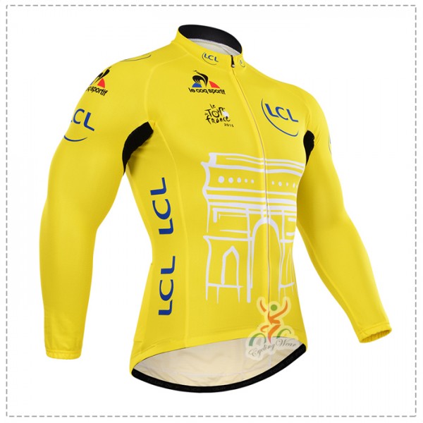 2015 Tour de France Fahrradtrikot Langarm jaune Radtrikot De 2015 Tour de France Fahrradtrikot Langarm jaune Radtrikot De