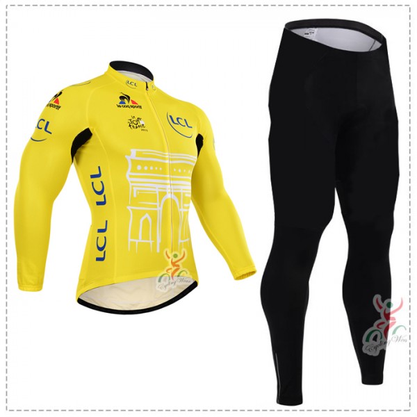 2015 Tour de France jaune Fahrradbekleidung Radtrikot Satz Langarm und Lange Fahrradhose Radtrikot De 2015 Tour de France jaune Fahrradbekleidung Radtrikot Satz Langarm und Lange Fahrradhose Radtrikot De