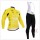 2015 Tour de France jaune Fahrradbekleidung Radtrikot Satz Langarm und Lange Trägerhose Radtrikot De