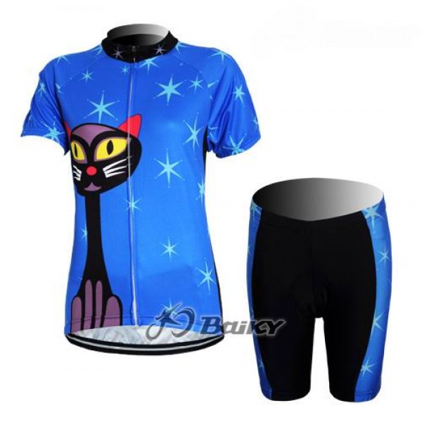 Blue Cat Radbekleidung Radtrikot Kurzarm und Fahrradhosen Kurz Blau Damen Radtrikot De