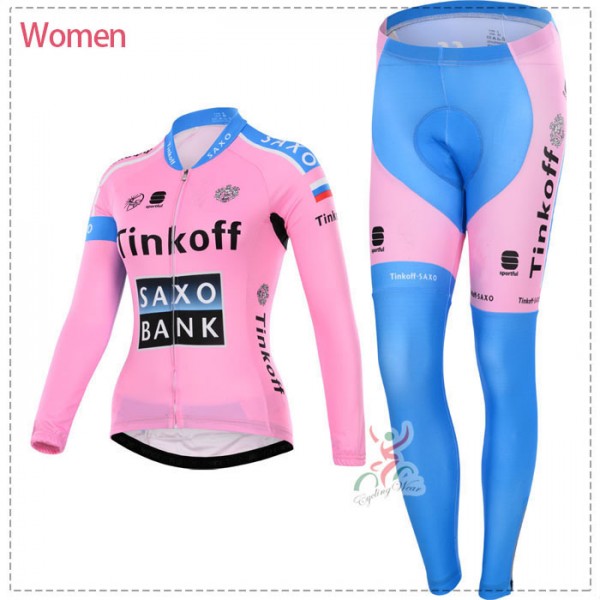 2015 Tinkoff saxo bank Damen Cycling Fahrradbekleidung Radtrikot Satz Langarm und Lange Fahrradhose Radtrikot De