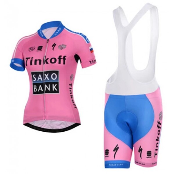 2015 Tinkoff Saxo Bank Damen Fahrradbekleidung Satz Fahrradtrikot Kurzarm Trikot und Kurz Trägerhose Radtrikot De