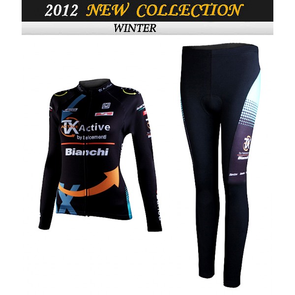 2012 Damen bianchi Cycling Fahrradbekleidung Radtrikot Satz Langarm und Lange Fahrradhose Radtrikot De