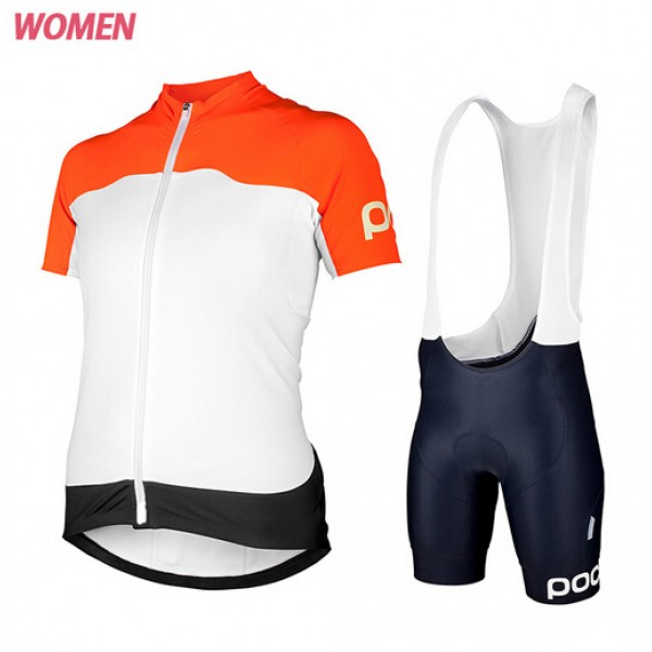 2015 POC Damen orange Fahrradbekleidung Satz Fahrradtrikot Kurzarm Trikot und Kurz Trägerhose Radtrikot De
