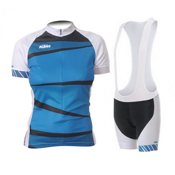 2015 KTM Damen blau Fahrradbekleidung Satz Fahrradtrikot Kurzarm Trikot und Kurz Trägerhose Radtrikot De