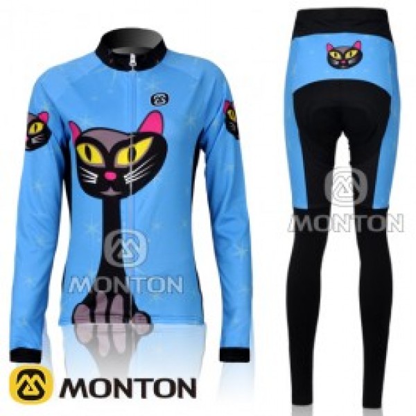 2011 Monton Blue Cat Damen Fahrradbekleidung Radtrikot Satz Langarm und Lange Fahrradhose Radtrikot De 2011 Monton Blue Cat Damen Fahrradbekleidung Radtrikot Satz Langarm und Lange Fahrradhose Radtrikot De