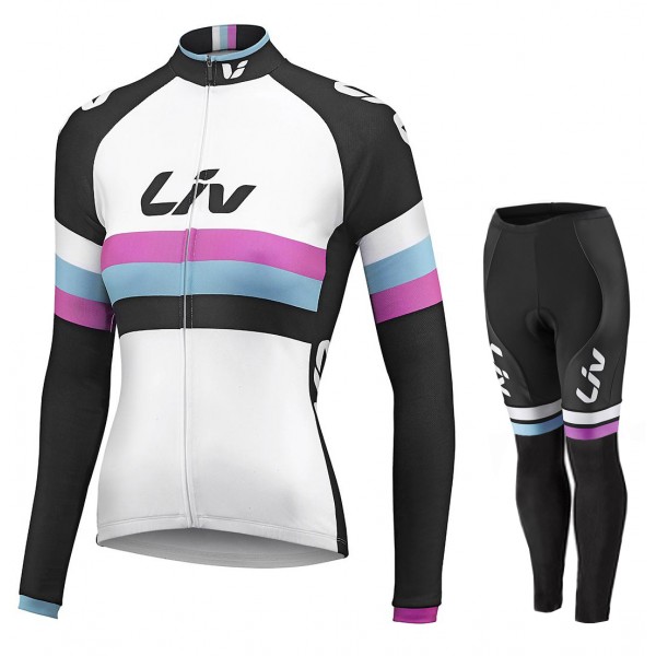 Damen LIV RACE DAY SS 2015 Long white Cycling Fahrradbekleidung Radtrikot Satz Langarm und Lange Fahrradhose Radtrikot De