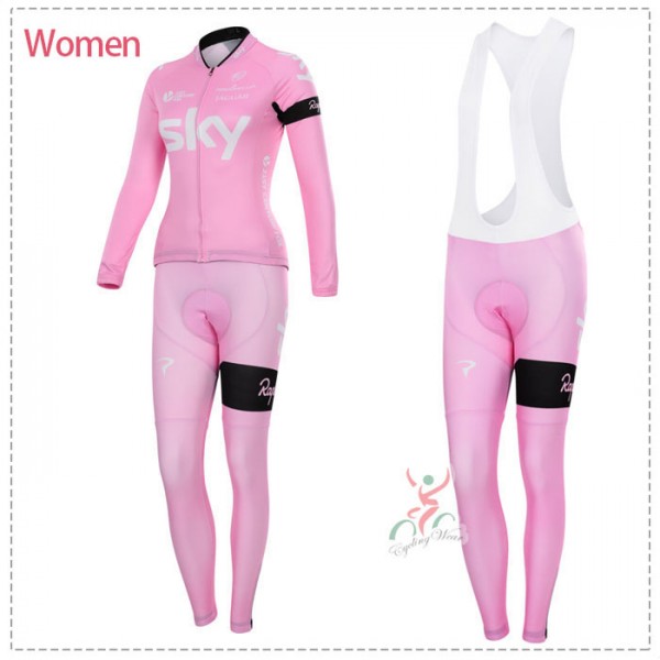 2015 Damen Sky Fahrradbekleidung Radtrikot Satz Langarm und Lange Fahrradhose Radtrikot De