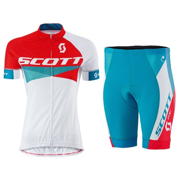2015 Scott Rot-Weiß Damen Radbekleidung Radtrikot Kurzarm und Fahrradhosen Kurz Radtrikot De