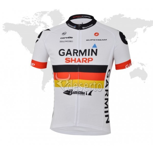 2013 Garmin Sharp Barracuda Deutsche Champion Radtrikot Kurzarm Weiß Radtrikot De