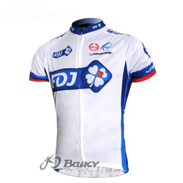 FDJ-BigMat Pro Team Radtrikot Kurzarm Weiß Blau Radtrikot De