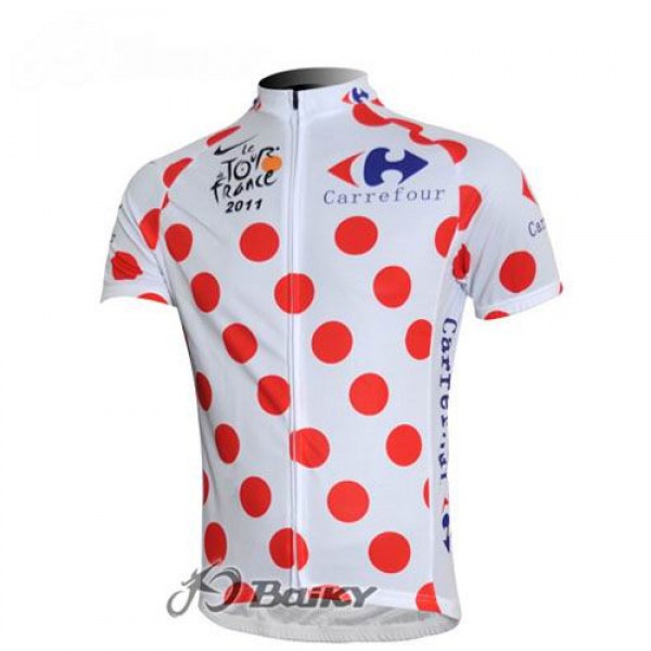 2011 Tour de France Gepunktetes Radtrikot Kurzarm Weiß Rot Radtrikot De 2011 Tour de France Gepunktetes Radtrikot Kurzarm Weiß Rot Radtrikot De