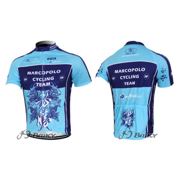 2012 Marco Polo Radtrikot Kurzarm Blau Radtrikot De