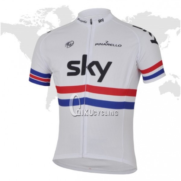 2013 Team Sky Radtrikot Kurzarm Weiß Rot Blau Radtrikot De
