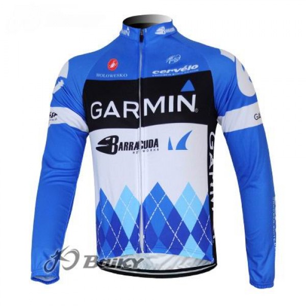 Garmin Barracuda Pro Team Fahrradtrikot Langarm Blau Weiß Radtrikot De