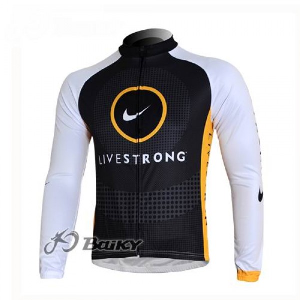 Livestrong Fahrradtrikot Langarm Schwarz Weiß Radtrikot De
