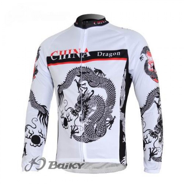 China Dragon Fahrradtrikot Langarm Weiß Radtrikot De