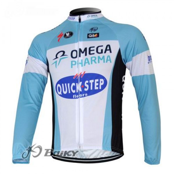 Omega Pharma Quick Step Pro Team Fahrradtrikot Langarm Blau Weiß Radtrikot De