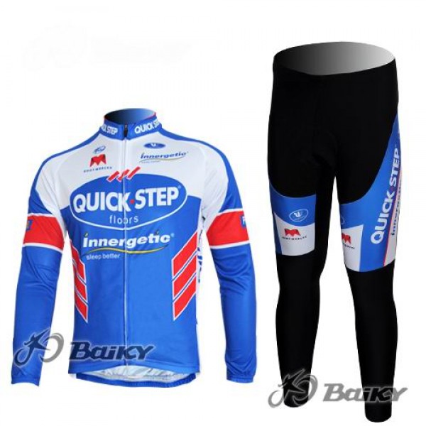 Omega Pharma-Quick Step innergetic Radbekleidung Satz Fahrradtrikot Langarm und Lang Radhose Blau Weiß Radtrikot De