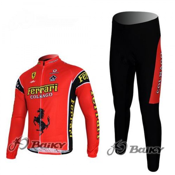 Ferrari Colnago Pro Team Radbekleidung Satz Fahrradtrikot Langarm und Lang Radhose Rot Radtrikot De
