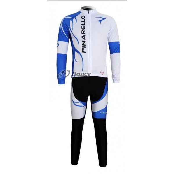 Pinarello Pro Team Radbekleidung Satz Fahrradtrikot Langarm und Lang Radhose Weiß Blau Radtrikot De