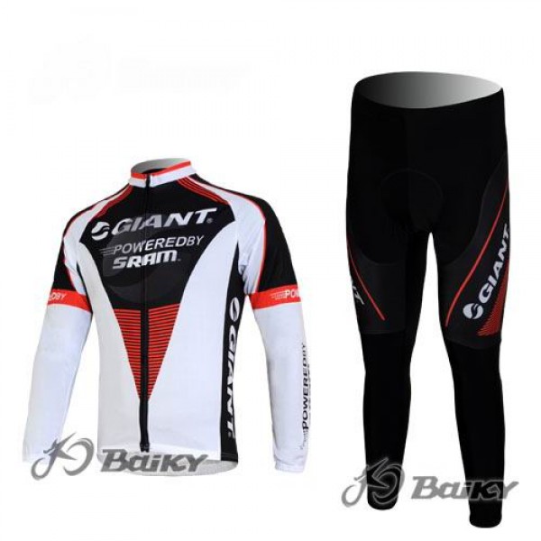 Giant Sram Pro Team Radbekleidung Satz Fahrradtrikot Langarm und Lang Radhose Weiß Schwarz Rot Radtrikot De