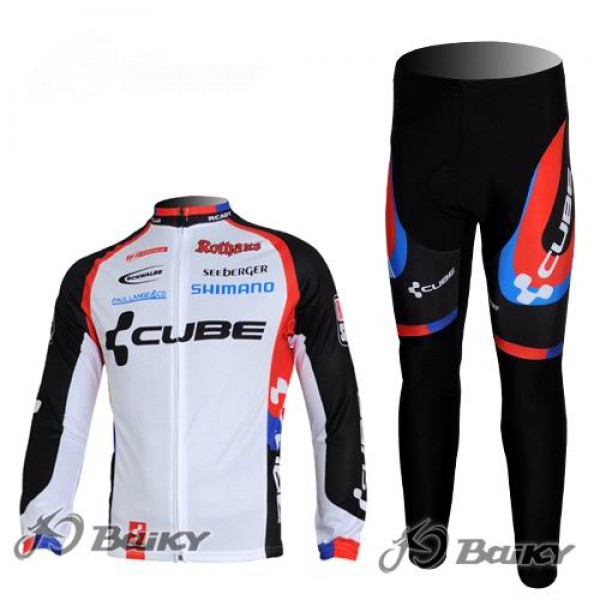 Cube Fintro Pro Team Radbekleidung Satz Fahrradtrikot Langarm und Lang Radhose Weiß Schwarz Radtrikot De