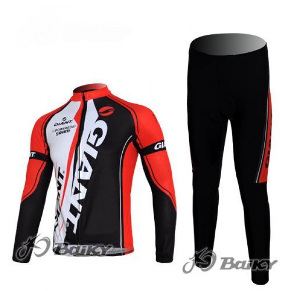 Giant Sram Pro Team Radbekleidung Satz Fahrradtrikot Langarm und Lang Radhose Rot Weiß Schwarz Radtrikot De