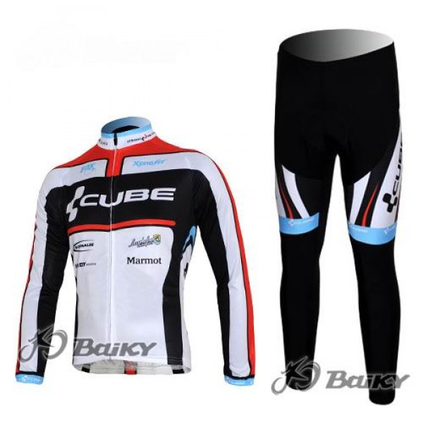 Cube Fintro Pro Team Radbekleidung Satz Fahrradtrikot Langarm und Lang Radhose Weiß Schwarz Rot Radtrikot De