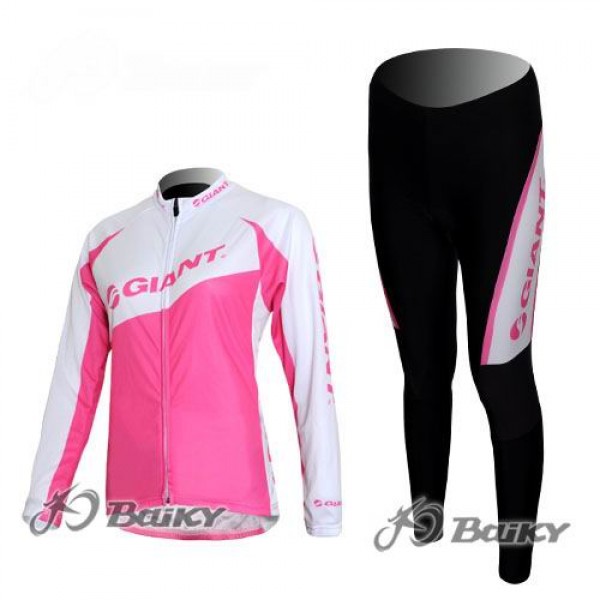 Giant Radbekleidung Satz Fahrradtrikot Langarm und Lang Radhose Rosa Weiß Radtrikot De