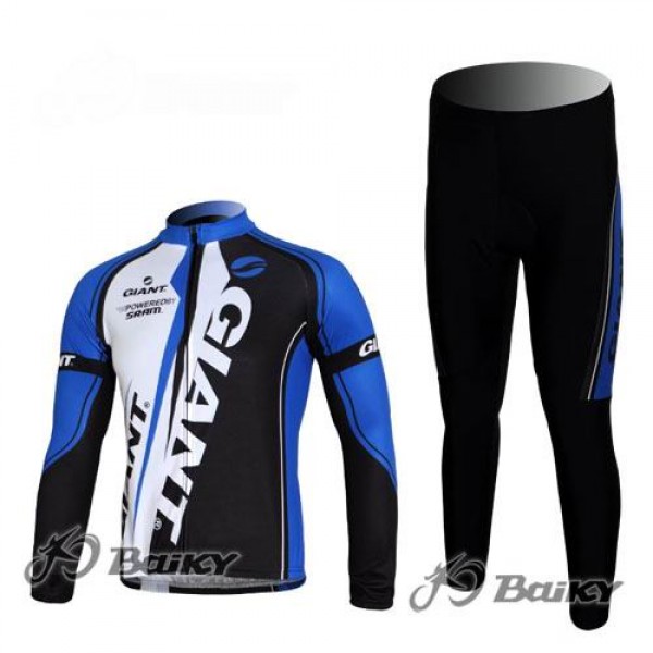 Giant Sram Pro Team Radbekleidung Satz Fahrradtrikot Langarm und Lang Radhose Blau Weiß Schwarz Radtrikot De