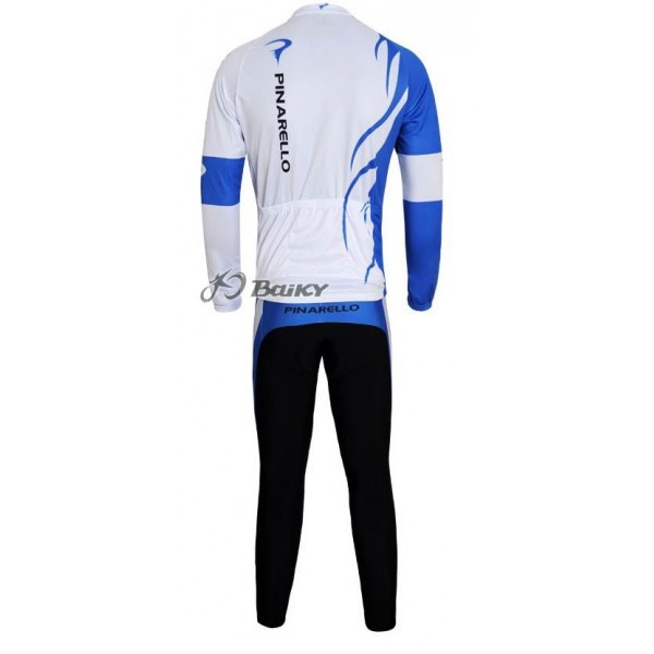 Pinarello Pro Team Radbekleidung Satz Fahrradtrikot Langarm und Lang Radhose Weiß Blau Radtrikot De
