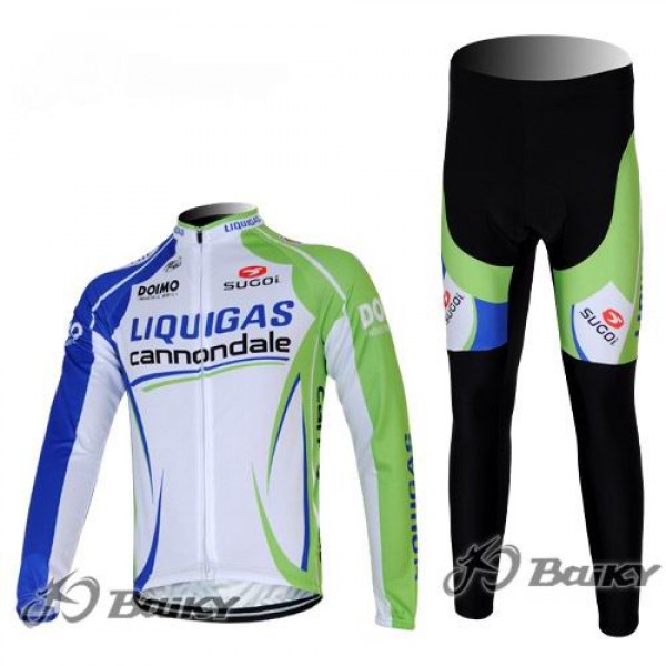Liquigas Cannondale Pro Team Radbekleidung Satz Fahrradtrikot Langarm und Lang Radhose Grün Weiß Radtrikot De