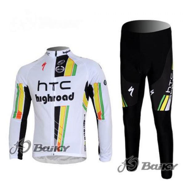 HTC-Highroad Pro Team Radbekleidung Satz Fahrradtrikot Langarm und Lang Radhose Weiß Grün Radtrikot De