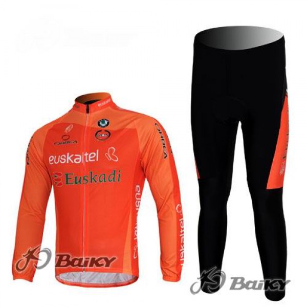 Euskaltel-Euskadi Pro Team Radbekleidung Satz Fahrradtrikot Langarm und Lang Radhose Orange Radtrikot De Euskaltel-Euskadi Pro Team Radbekleidung Satz Fahrradtrikot Langarm und Lang Radhose Orange Radtrikot De