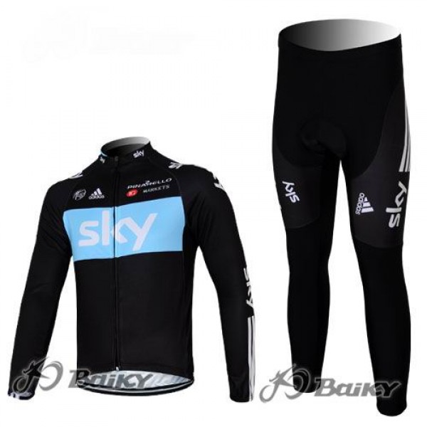 Sky Pinarello Pro Team Radbekleidung Satz Fahrradtrikot Langarm und Lang Radhose Schwarz Blau Radtrikot De