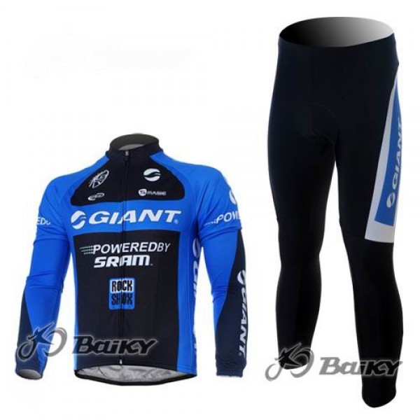 Giant Sram Pro Team Radbekleidung Satz Fahrradtrikot Langarm und Lang Radhose Schwarz Blau Radtrikot De