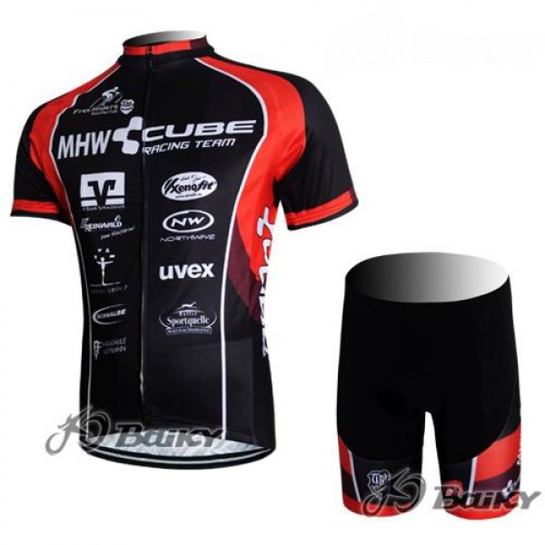 MHW Cube Racing Team Radbekleidung Radtrikot Kurzarm und Fahrradhosen Kurz Rot Schwarz Radtrikot De