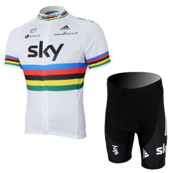 2013 Team Sky UCI Radtrikot Kurzarm und Kurz Radhose Kits Weiß Schwarz Radtrikot De