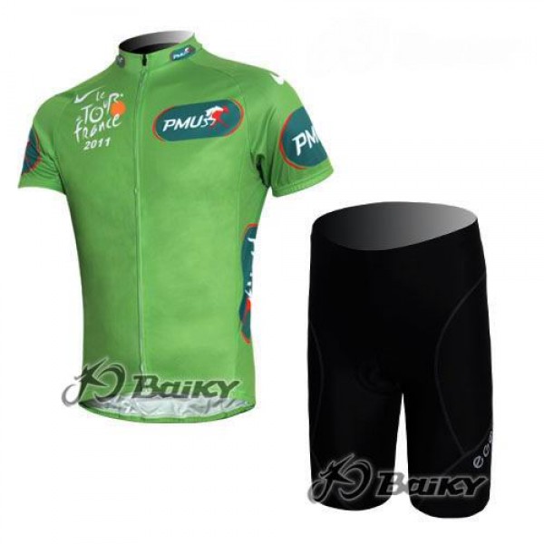 Tour de France 2011 Radbekleidung Radtrikot Kurzarm und Fahrradhosen Kurz Grünes Trikot Radtrikot De