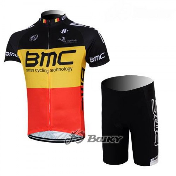 BMC Racing Radbekleidung Radtrikot Kurzarm und Fahrradhosen Kurz Rot Gelb Radtrikot De